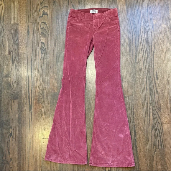 Free People We the Free Pull On Flare Leg Corduroy Pants Rusty Rose - Picture 8 of 13